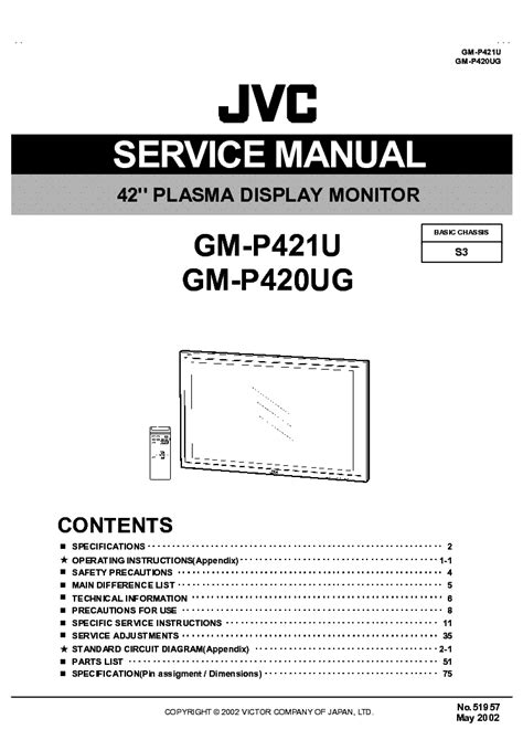 Jvc gm p421u gm p420ug 42 plasma display monitor service manual. - Harley davidson duo glide 1963 factory service repair manual.